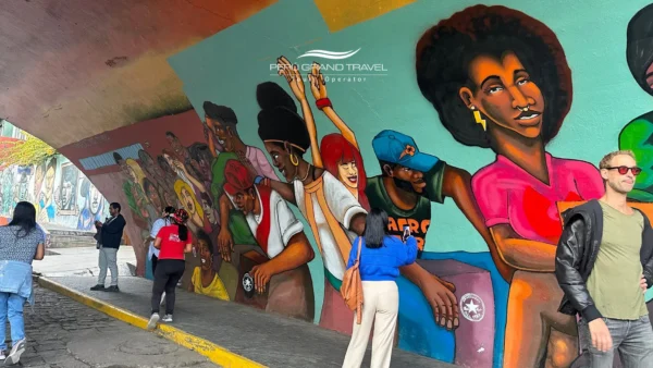 Colorful street art mural in Barranco Lima