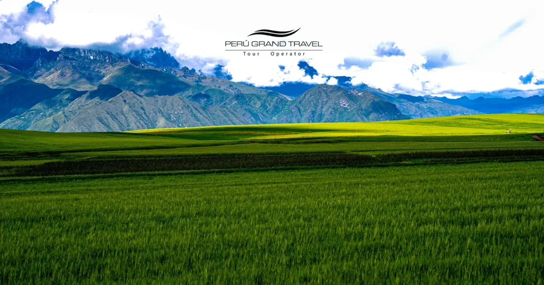 Green landscape of the Sacred Valley in Peru in April