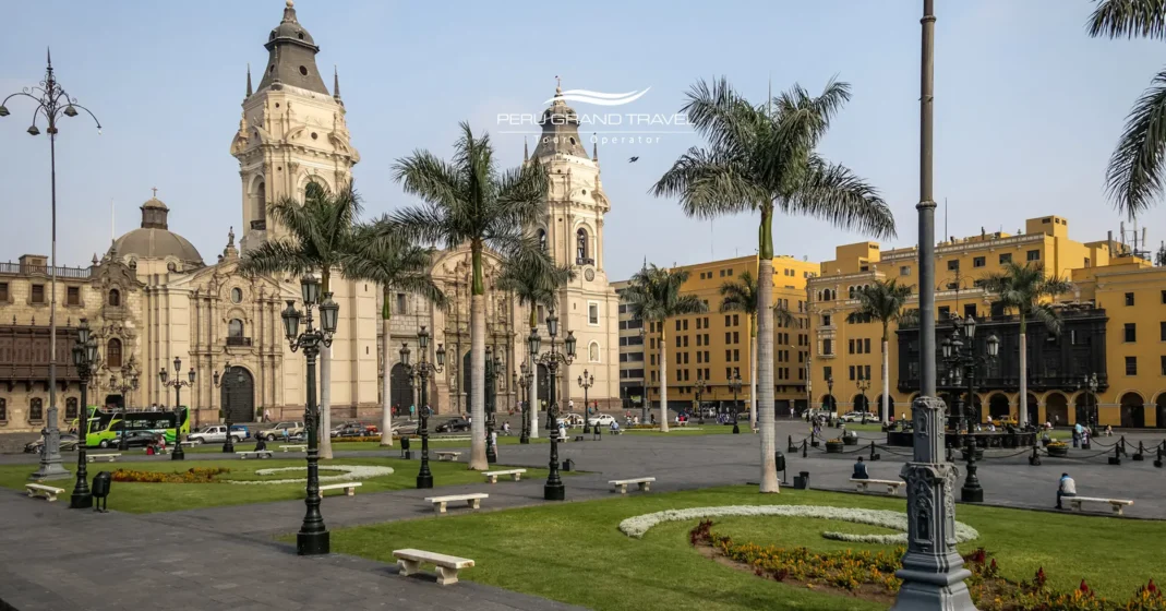 Lima Historic Center Plaza Mayor with cathedral