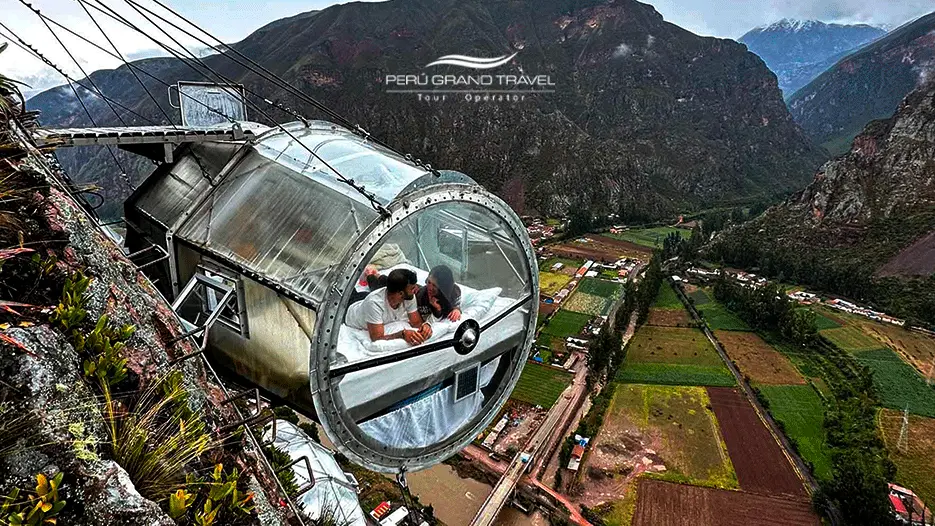 Imagine being suspended over the the Sacred Valley in a capsule! Just for its uniqueness this is by far where to stay in Sacred Valley Peru