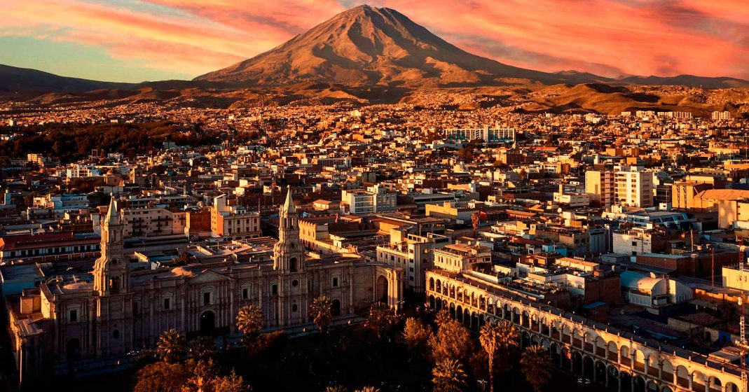 Luxury Peru vacations in Arequipa - view of the city and the Misti volcano