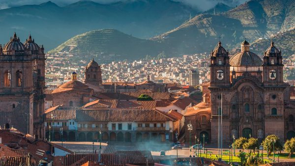 Luxury Peru vacations in cusco - View of the city, Cusco Cathedral and the Church of the Society of Jesus