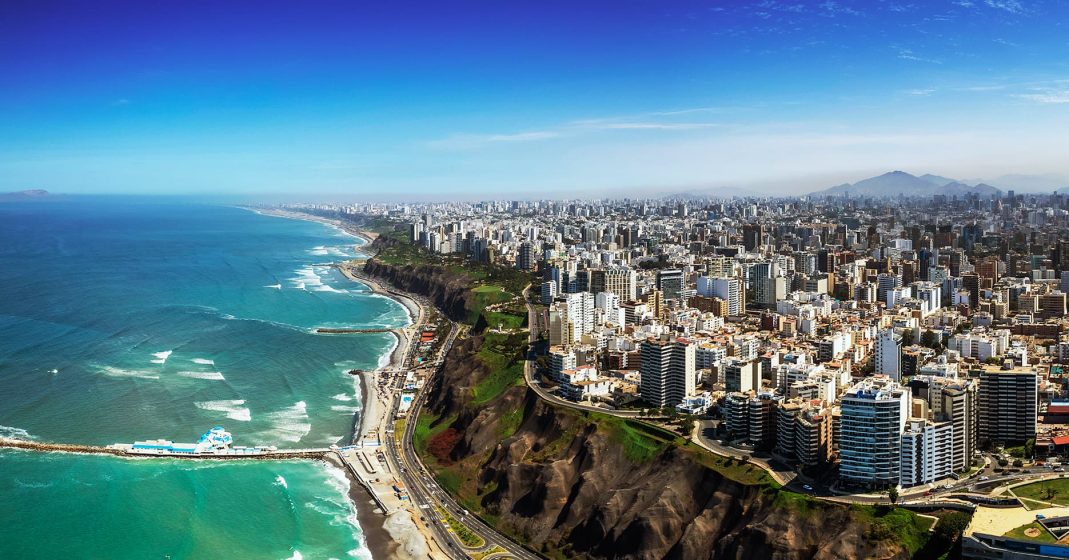 Luxury Peru vacations in Lima - View of the Pacific Ocean, the Miraflores boardwalk, and the city of Lima