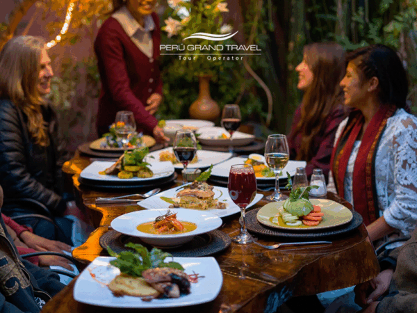Sharing a delcious meal in one of the best restuarants in the Sacred Valley Peru