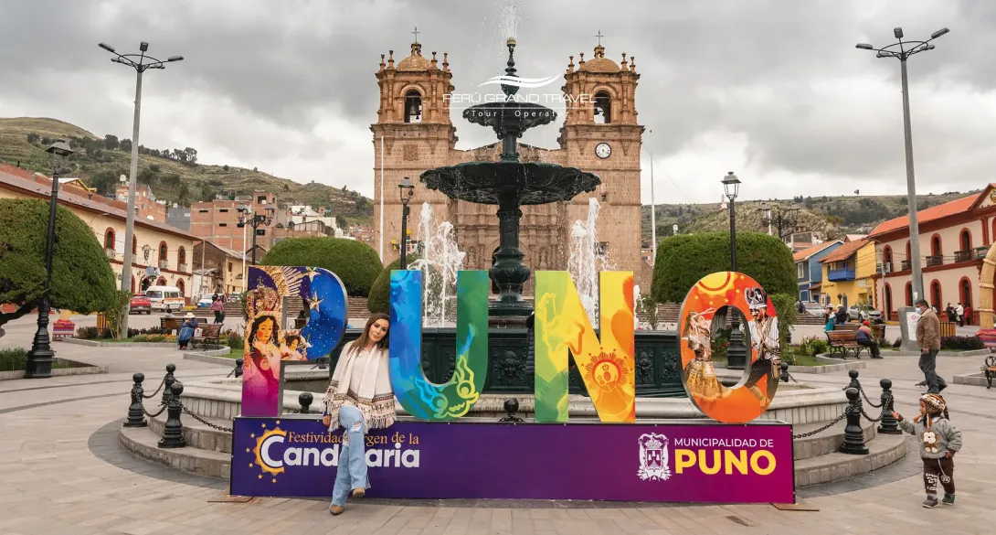 Panoramic view of Puno and Lake Titicaca, final stop on the route from Arequipa, Cusco or Lima.