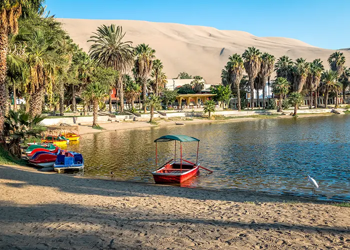 Boat inside the Huacachina Oasis - Ica city tour